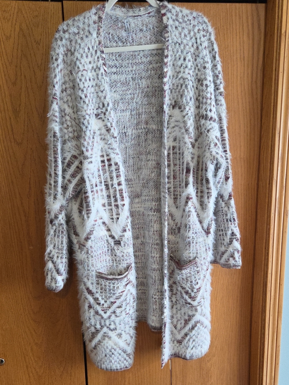 44 North Cozy Cream Fuzzy Open-Front Women's Cardigan Sweater, Size 2x